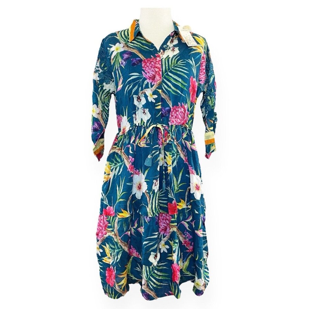 NEW Johnny Was Tropical Belanca Dress Women Size S Botanical Print Tiered Skirt